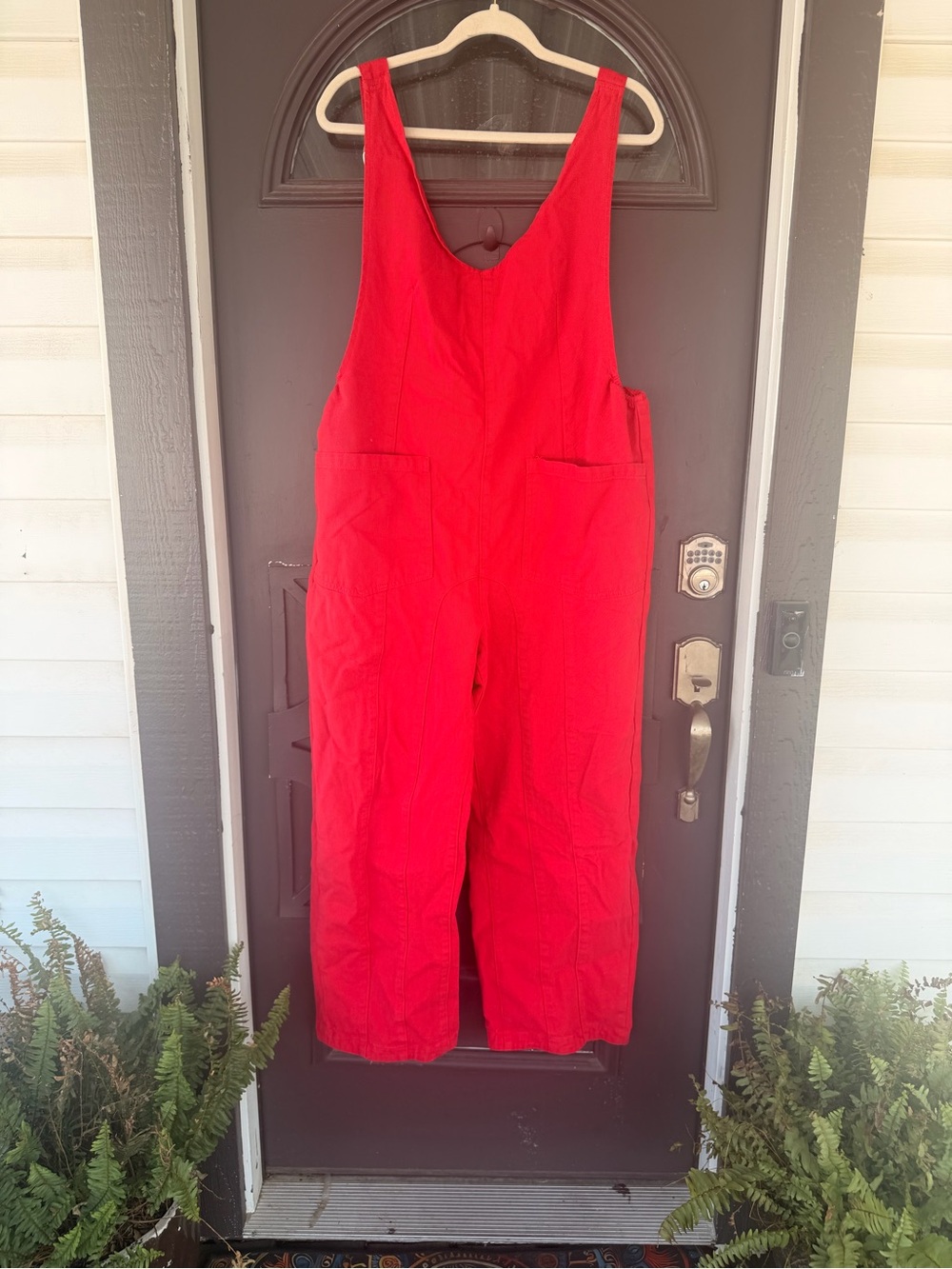 Source Unknown Bright Red Utility Jumpsuit Overalls